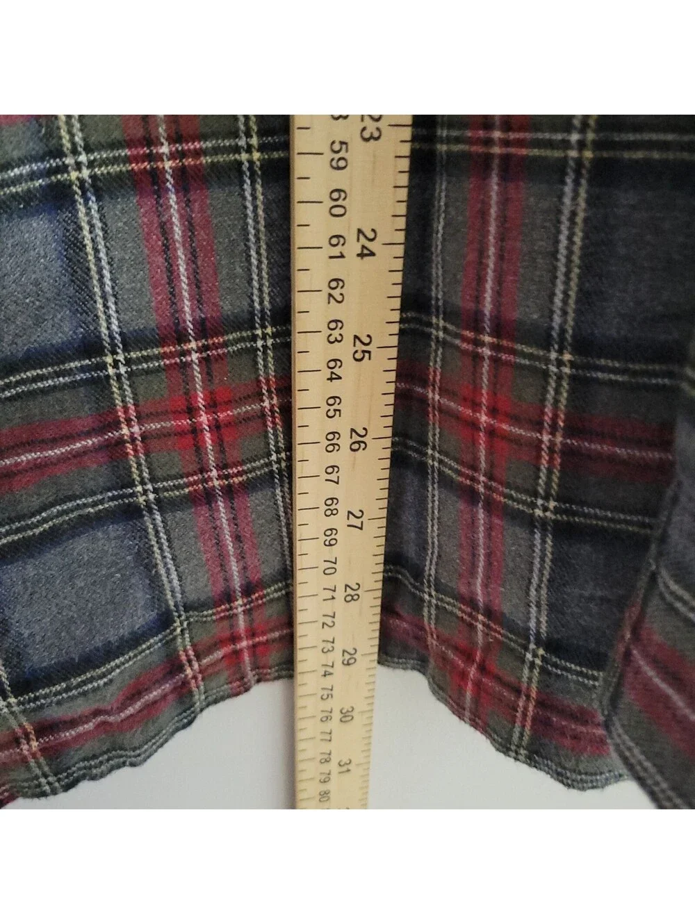 Vintage L.L.Bean Pajama Shirt Mens L Red Gray Plaid Flannel Cotton Sleepwear